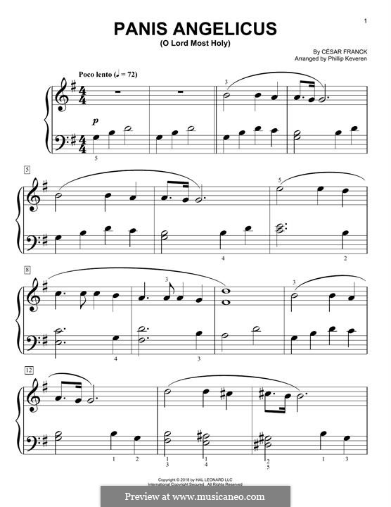 Panis Angelicus (O Lord Most Holy), Printable Scores: For easy piano by César Franck