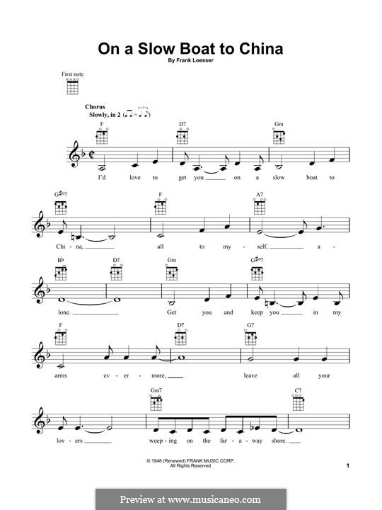 On A Slow Boat To China By F Loesser Sheet Music On Musicaneo On A Slow Boat To China By F Loesser Sheet Music On Musicaneo