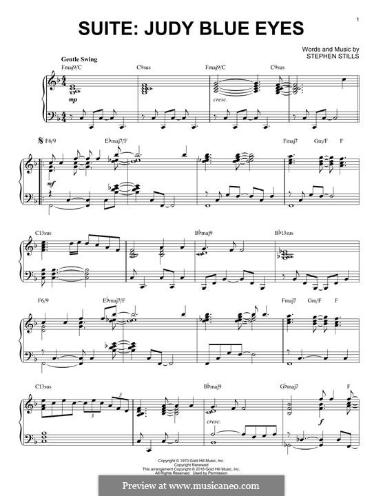 Suite: Judy Blue Eyes (Crosby, Stills & Nash): For piano by Stephen Stills
