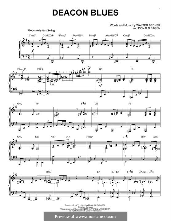Deacon Blues (Steely Dan): For piano by Donald Fagen, Walter Becker