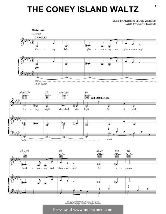 The Coney Island Waltz: For voice and piano (or guitar) by Andrew Lloyd Webber