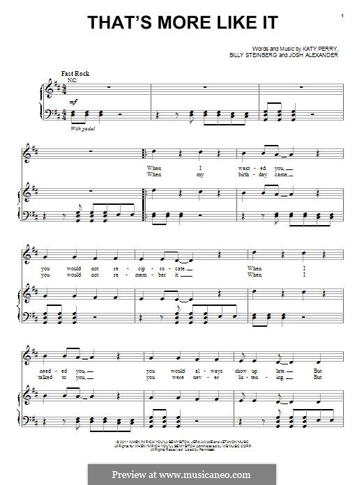 That's More Like It (Selena Gomez & The Scene): For voice and piano (or guitar) by Billy Steinberg, Katy Perry, Selena Gomez, Josh Alexander