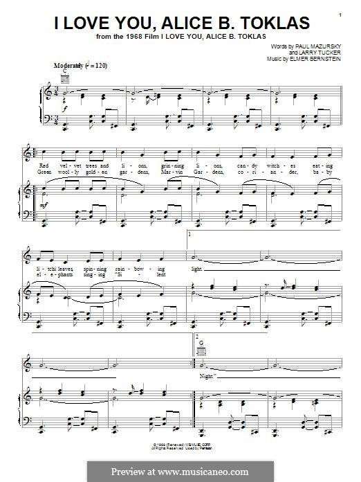 I Love You Alice B Toklas By E Bernstein Sheet Music On Musicaneo I Love You Alice B Toklas By E Bernstein Sheet Music On Musicaneo