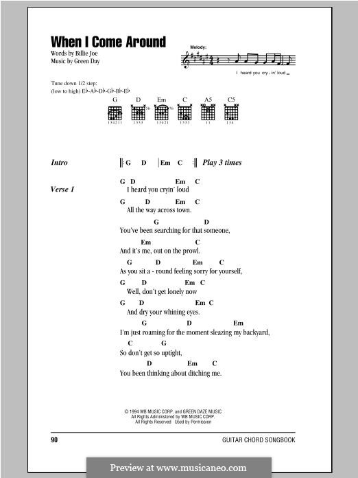 When I Come Around: Lyrics and chords by Green Day