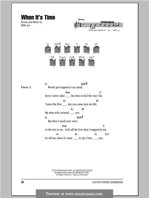 When It's Time (Green Day) By B. Joel - Sheet Music On Musicaneo