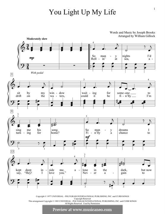 You Light Up My Life: For easy piano by Joseph Brooks