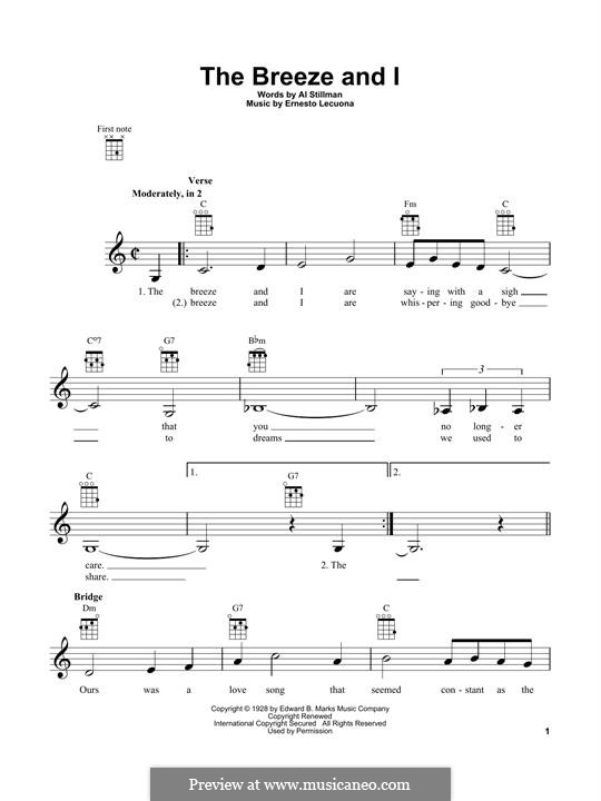 The Breeze and I: For ukulele by Ernesto Lecuona