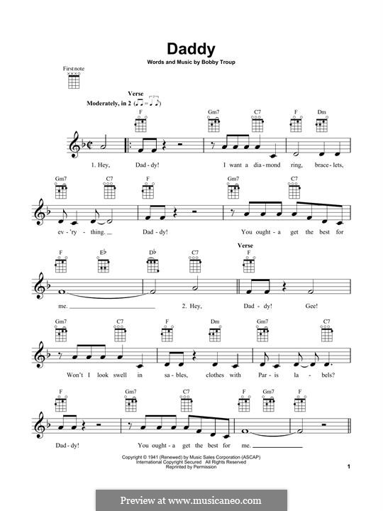 Daddy: For ukulele by Bobby Troup