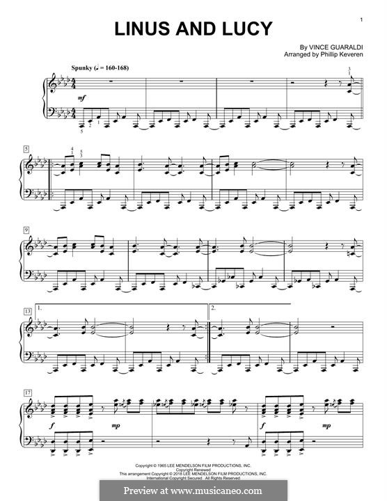 Piano version: Easy notes by Vince Guaraldi