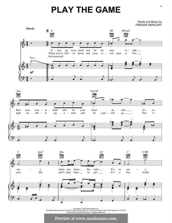 Play The Game Sheet Music Queen - ♪