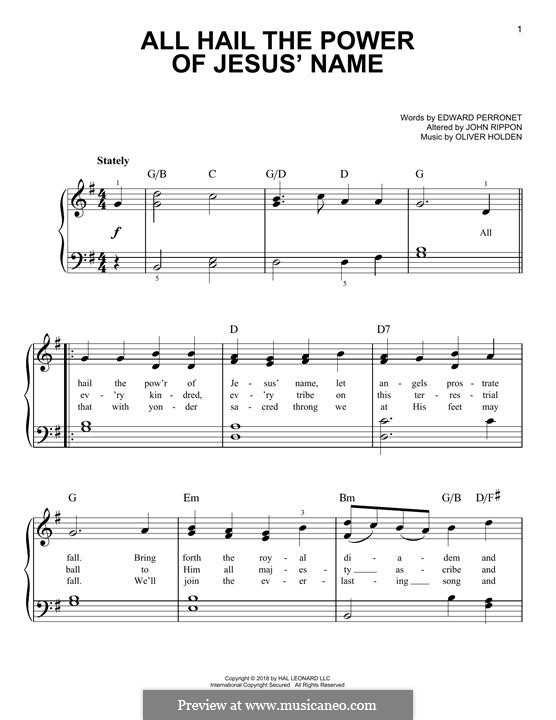 All Hail the Power of Jesus' Name: For piano by Oliver Holden