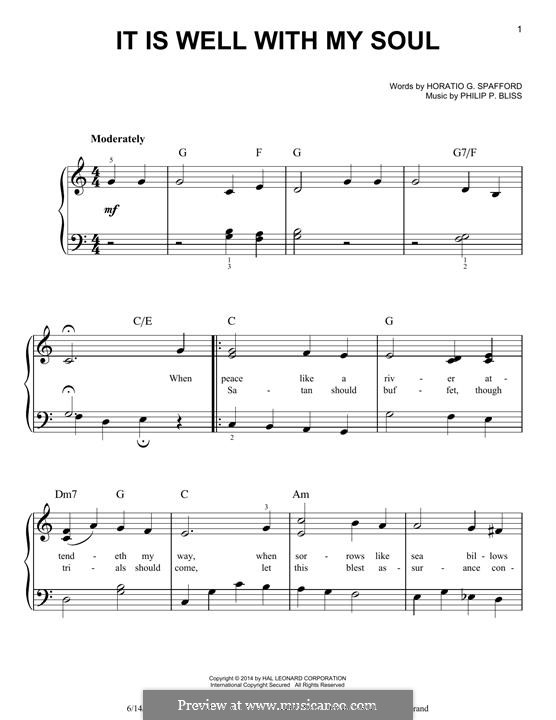 It Is Well with My Soul (Printable scores): For piano by Philip Paul Bliss