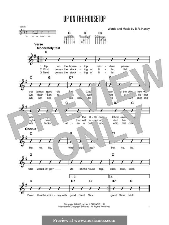 Up on the House Top: For guitar with tab by Benjamin Russel Hanby