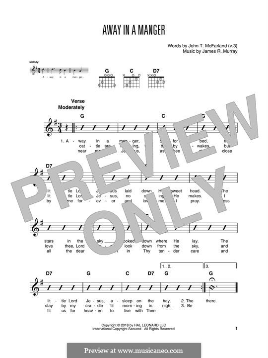 Away in a Manger (Printable Scores): For guitar with tab by James R. Murray