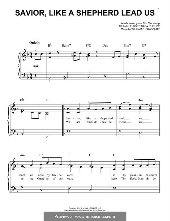 Savior, Like a Shepherd Lead Us: For piano by William Batchelder Bradbury