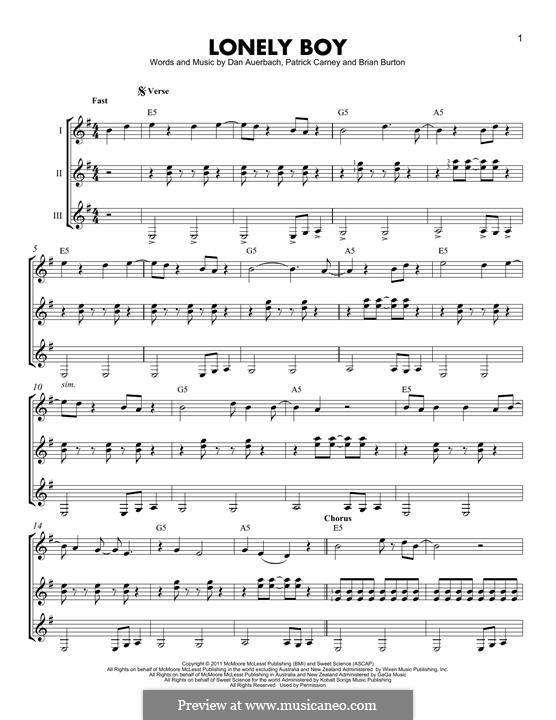 Lonely Boy (The Black Keys): For guitar with tab by Brian Burton, Daniel Auerbach, Patrick Carney