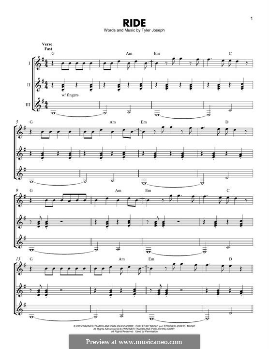 Ride (twenty one pilots) by T. Joseph - sheet music on MusicaNeo