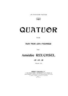 Piano Quartet in C Minor: Full score by Amédée Reuchsel