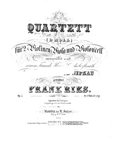 String Quartet No.1 in D Minor, Op.5: Violin II part by Franz Ries