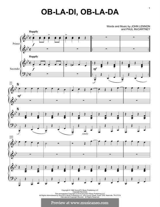 Piano version: For four hands by John Lennon, Paul McCartney