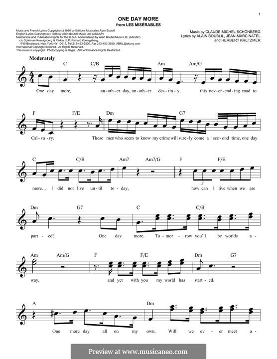 One Day More (Les Miserables) by C. Schönberg - sheet music on MusicaNeo