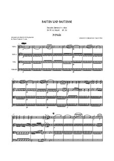 Bastien and Bastienne, K.50: Arranged for string quartet accompaniment - score by Wolfgang Amadeus Mozart