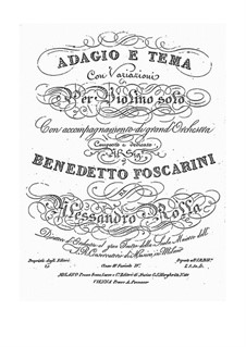 Adagio and Theme with Variations for Violin and Orchestra, BI 488: Adagio and Theme with Variations for Violin and Orchestra by Alessandro Rolla