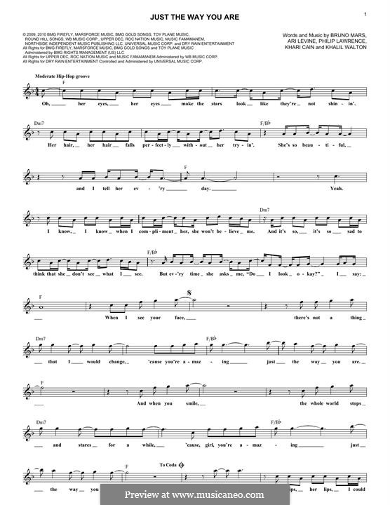 Vocal version: Melody line by Ari Levine, Khalil Walton, Khari Cain, Bruno Mars, Philip Lawrence