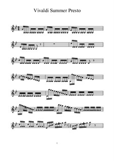 Violin Concerto No.2 in G Minor 'L'estate', RV 315: Movement I, violin sheet music by Antonio Vivaldi