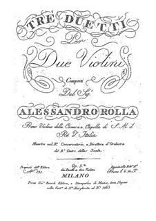 Three Duos for Two Violins, BI 231, 135, 158 Op.5: Three Duos for Two Violins by Alessandro Rolla
