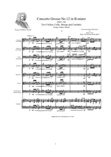 Concerto Grosso No.12 in B Minor, HWV 330: Score, parts by Georg Friedrich Händel