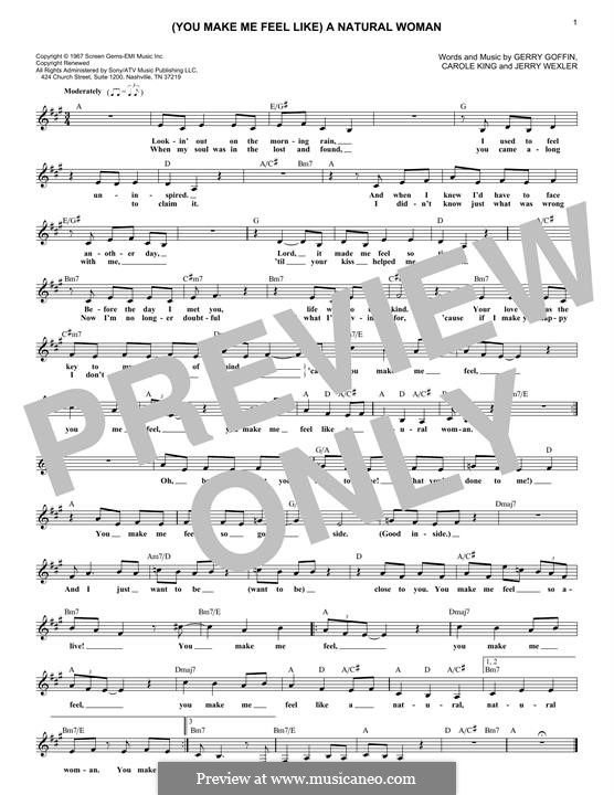 (You Make Me Feel Like) A Natural Woman (Aretha Franklin): Melody line by Carole King, Gerry Goffin, Jerry Wexler