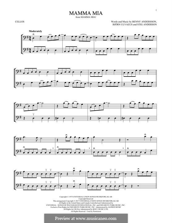 Mamma Mia (ABBA): For two violins by Benny Andersson, Björn Ulvaeus, Stig Anderson