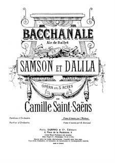 Samson and Dalila, Op.47: Bacchanalia, for piano by Camille Saint-Saëns