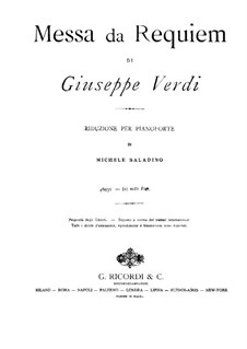 Messa da Requiem: For piano by Giuseppe Verdi