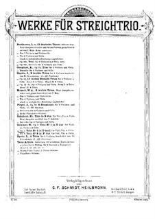 String Trio No.2 in D Major, Op.5: Cello part by Wilibald Sommer