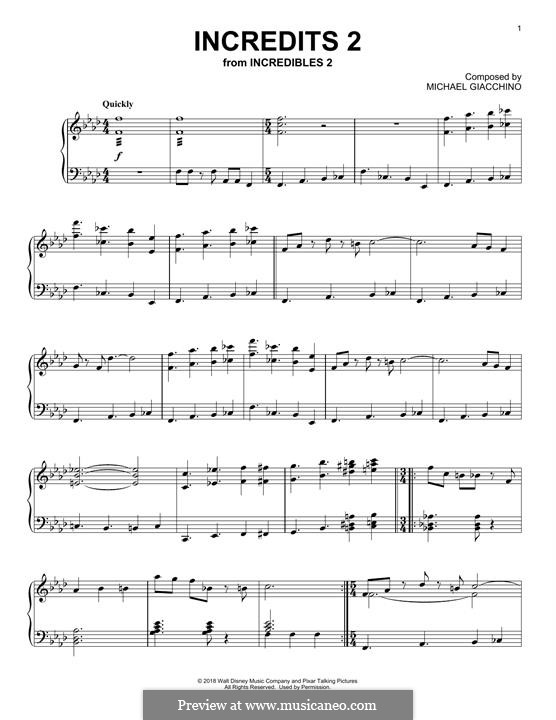 The Incredibles 2 by M. Giacchino - sheet music on MusicaNeo