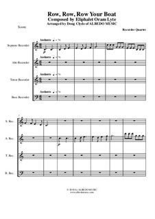 Row, Row, Row Your Boat: For recorder quartet by folklore