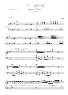 Va' Pensiero (Chorus of the Hebrew Slaves): For tenor and piano by Giuseppe Verdi