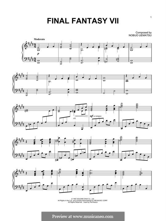 Final Fantasy VII (Main Theme): For piano by Nobuo Uematsu