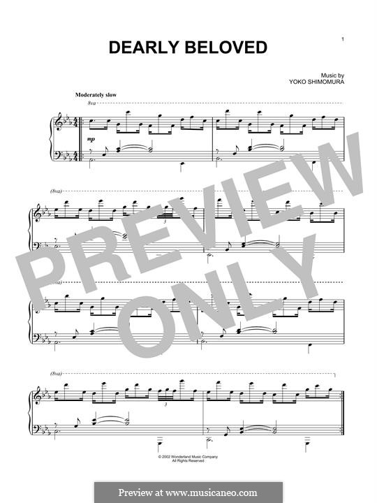 Dearly Beloved (from Kingdom Hearts): For piano by Yoko Shimomura