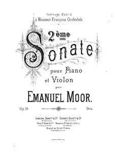 Sonata for Violin and Piano No.2, Op.21: Score by Emanuel Moór