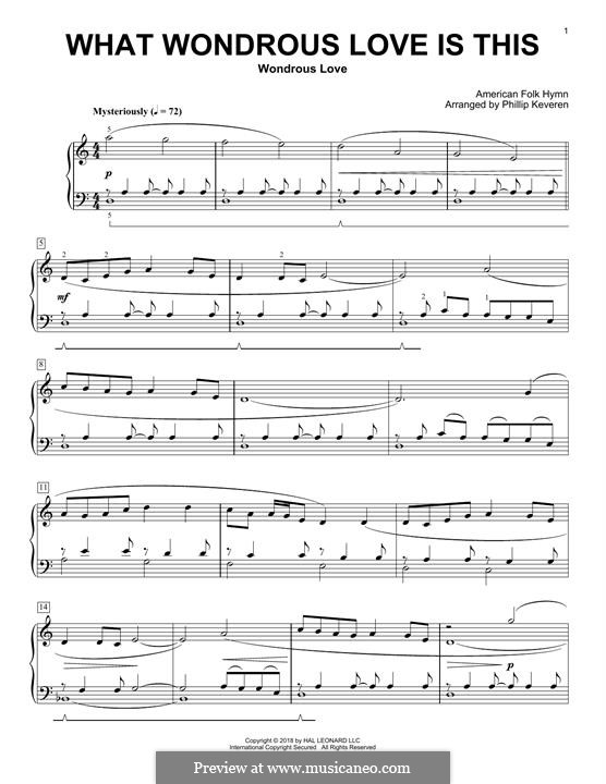 What Wondrous Love Is This: For piano by folklore