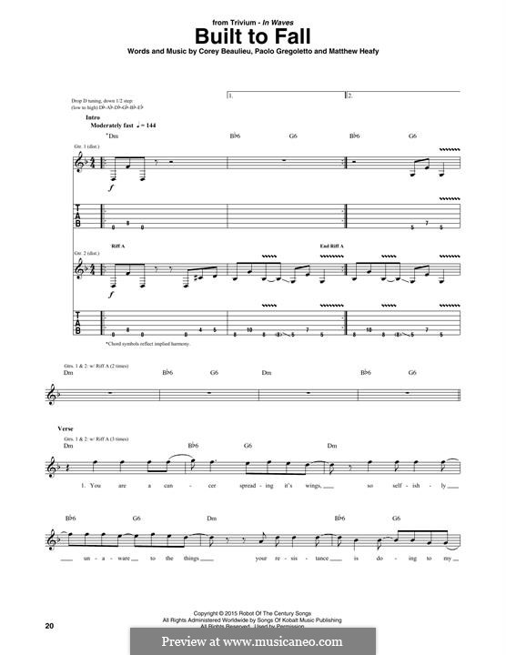 Built To Fall (Trivium): For guitar with tab by Corey Beaulieu, Matthew Heafy, Paulo Gregoletto