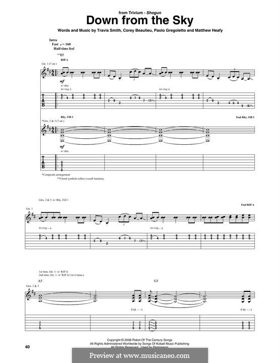 Down from the Sky (Trivium): For guitar with tab by Corey Beaulieu, Matthew Heafy, Paulo Gregoletto, Travis Smith