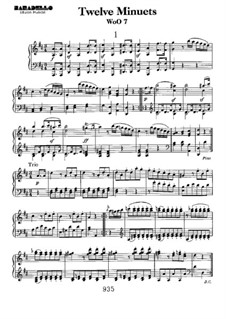 Twelve Minuets, WoO 7: For piano by Ludwig van Beethoven