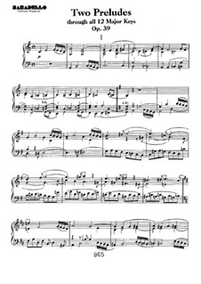 Two Preludes Through All Twelve Major Keys, Op.39: For piano by Ludwig van Beethoven