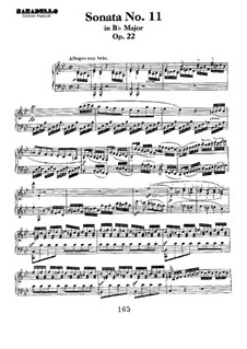 Sonata for Piano No.11, Op.22: For a single performer by Ludwig van Beethoven