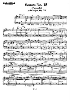 Sonata for Piano No.15 'Pastoral', Op.28: For a single performer by Ludwig van Beethoven