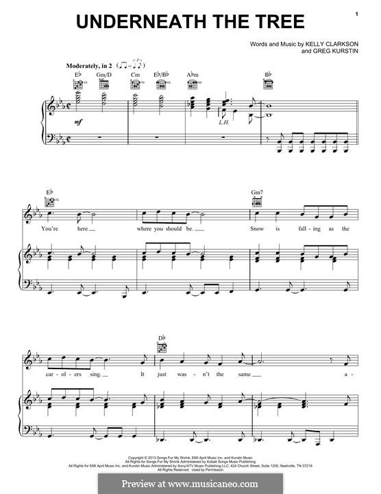 Underneath the Tree: For voice and piano (or guitar) by Greg Kurstin, Kelly Clarkson